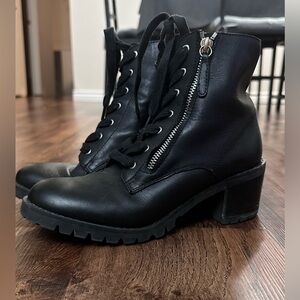 Aldo Black Combat Boots with Zipper